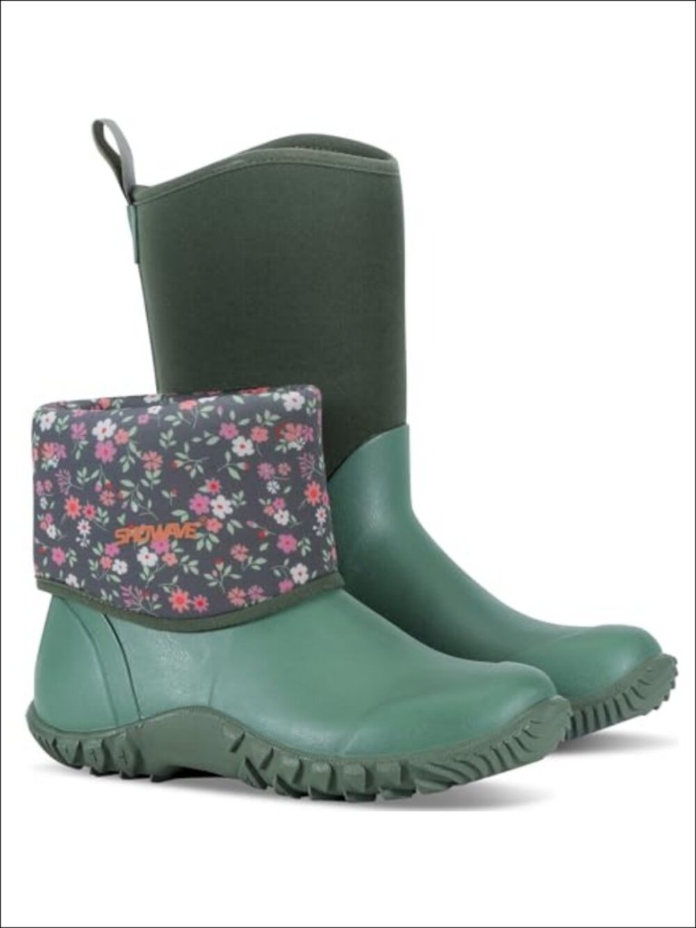 Showave Women's Waterproof Rubber Rain Boots Mid-Calf Mud Garden Boots